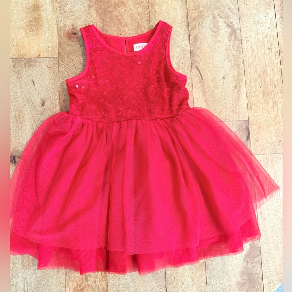 Cat & Jack Sparkling Red Dress size 2T